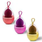 Majestique Blender Beauty Makeup Sponge with Holder Case Makeup Sponge Holder Travel Case Box Container Reusable Lightweight Multi-colored 3Pcs