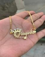 HELICX Customized / Personalized Double Two Name Heart Necklace / Mangalsutra With Ur Name Or Love One Name With 24k Gold Plating and Laser Engraved Finish..(Gold & Silver) For Unisex Adult