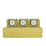 SOLISPRIMUS-COMFORT FOR ALL 5X6 size for 3 Person- Moshi Fabric Washable Cover with 3 3 Seater Double Foam Fold Out Sofa Cum Bed (Finish Color - Mehndi Delivery Condition - Pre-assembled)