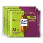 Ritter Sport Cocoa Selection Combo - 81% Dark Ghana, 74% Intense Peru, 61% Fine Nicacargua 100g each (Pack of 3)