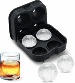 VDNSI Reusable Silicone Ice Ball Maker for Whiskey Cocktails Round Ice Ball Tray 1 PCS (Black)