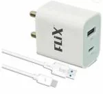 flix 3 A Multiport Mobile Storm SD122 Charger with Detachable Cable (White)