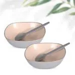 Eha Set of 2 Earth-Friendly Multipurpose Bowls for Kitchen with Spoons | 750 ml | Made with Rice Husk | Microwave Safe Bowl | for Hot & Cold Serving Bowl Set | Azure