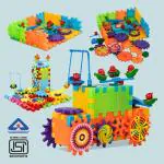 NHR Interlocking Gear Building Toy Set, Learning Blocks, Motorized Spinning Gears- 81 Piece Playground Edition Blocks for Kids, Plastic Stacking Construction DIY Toys, Rotating Building Block Toys for Kids 3+Years