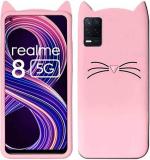 Indiacase Realme 8 5G Pink Slim Silicone, Rubber Cat Design, Wireless Charging Compatible Cases & Covers, Display Size-12 mm, 14 x 7 x 5 mm