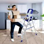 Cipla Plast Folding Ladder Silver And Blue Alloy Aluminum With Co-Polymer Home Pro Ladder 5 Step
