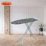 Prime Ezee-Press Sleek Foldable Ironing Table With Triple Layered Ironing Surface And Washable Cotton Cover - Black