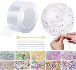 Sticky buddy Nano Tape Bubble Kit 9,84 FEET - Nano Tape Bubble Kit for Kids, 10 Packs Sequins-2 Straw to Inflate, Nano Bubble Kit Double - Sided Tape - DIY Craft Kit, Nano Tape Bubbles