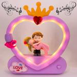 Elegant Lifestyle Love Couple Statue with Music & Light for Home Decor, Girlfriend/Boyfriend Gift Decorative Showpiece - 18 cm  (Polyresin, Purple)