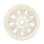 Saaz Macrame Wall Hanging Woven Tapestry |HDC140| Wall Art Wreath Boho Chic for Home With dimensions of 15.5 L x 15.5 W,(Off White)