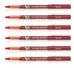 Pilot Hi-Tecpoint V7 Fine Point Liquid Ink Pen | Tip Size - 0.7 MM | Unique Dimple Tip Technology | Ink Colour - Red | Pack of 3
