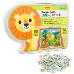 Youreka Magnetic Puzzles Jungle Animals, Fun with Alphabet and Words, with 72 Alphabet Magnets, 60 Magnetic pieces, Magnetic Board and Spelling Guide, 3Yrs+, Multicolour