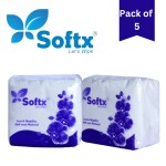 Softx 1 Ply Premium Tissue Paper Napkins | (Pack of 5) Luncheon Tissue Paper Napkin for Dining Table and Restaurants - 70 Sheets Per Pack