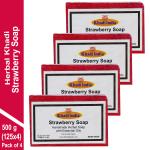 Herbal Khadi NATURAL STRAWBERRY SOAP with Vitamin C to Nourishing and Revitalizing Skin Remove the Excess Sebum on skin for Men & Women (Pack of 4) (500 g)