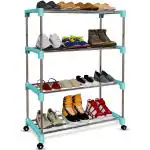 LivingBasics 4Tier Steel Multipurpose Storage Shelves Rack / Shoes Stand( Blue)