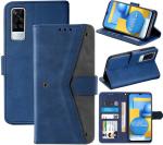 Autofocus Faux Leather Back Case Flip Cover for Vivo Y51A with ID Card Slot | Foldable Stand | 2 Card Slot | 1 Cash Slot | Magnetic Closure - Executive Blue, 23417