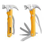 INGCO Multipurpose Tool Kit, 12 in 1 Multitool, Multi-function Hammer, Survival Tools Small Hammer Multitool Hatchet Survival Gear, Gifts for Men, Women, Dad, Husband