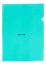 Shining Zon L Folder File A4 Size Durable Clear Transparent Plastic File Folders Paper Holders Organizer Document Sleeves for Protection Suitable for School, Offices & Projects (Pack of 40 Green Colour)