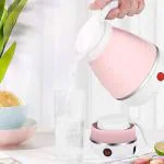 ZURU BUNCH Electric Kettle Fast Boiling, Collapsible, Portable, Folding Travel Kettle Pink, Food Grade Silicone Kettle, Capacity 600ml Stainless Steel