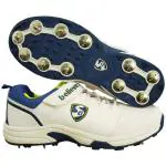 SG New Stroke 2.0 Full Metal Spikes Cricket Shoe, White/Lime/Royal Blue -Size 8