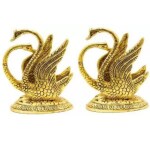 Ashamohar Beautiful 2 Piece Napkin Holder Duck Metal Decorative Showpiece Tissue Paper Holder for Dining Table (Napkin Stand Duck, Standard) (1 Lucky Ganesh Key Chain Free) Decorative Showpiece - 11 cm  (Metal, Gold)