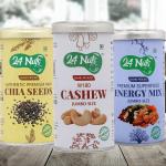 24 Nuts Hand Picked Jumbo Size Premium Cashew W180 And Premium Raw Chia Seeds Premium Energy Mix Superfood Combo Pack of 750 gm (250gx3)