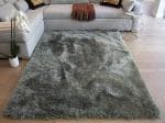 Hitex Carpet Microfibre Silver Grey Fluffy Area Rugs - 8 X 8 Feet