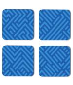 Whats Your Kick Vector Pattern Blue With Pattern Design Printed Set of 4 Coaster With Metal Stand