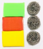 SHOP BY ROOM Multicolor Scrub And Steel Scrub Combo - Set Of 6