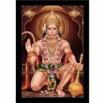 ZIG ZAG Lord Hanuman Ji Hanumanji Jai Bajrangbali Wall Painting Framed Home Decor Office Pooja Room Living Room Photo Frame Birthday Gift Wall Frame-18-8x12 inch