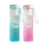 Welour Glass Multicolor Luxury Hello Master Water Bottle - 500 Ml (Set Of 2)