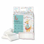 Bdiapers Chemical Free Disposable Baby Nappy Pads - No Fragrance & Dye, Self-Sticking, 30 pcs Bag, Small (3-6 Months)