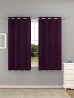Raymond Home Burgandy Solid 100 % Polyester Window Curtains with Rust Proof Stainless steel Eyelits