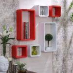 webshoppee Wall Shelf Wooden Wall Shelf (Number of Shelves - 6, Red,White) Wooden Wall Shelf (Number of Shelves - 12, Red, White)