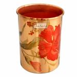 Prisha India Craft Pure Copper Digital Printed Flower Design Glass 300 ML