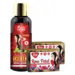 Kesh Nikhar Amla Reetha Shikakai Herbal Shampoo 500ML & Rose Bath Soap 125GMS (pack of 2)