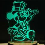 Risentshop Multicolor Acrylic, Wooden Mickey Mouse Usb 3D Illusion Rgb 7 Colour Changing Led Night Lamp, 10 Cm