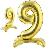 AMFIN (Pack of 1) 32 inch Self Standing 9 Number Balloons Birthday Party Decoration, 9th Birthday Party Decoration Items, Golden 9 Number Balloons, 9 Number Foil Balloons Golden