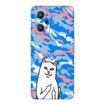 GADGETSWRAP Printed Vinyl Skin Sticker for Realme GT Neo 2 - Ripndip-middle-finger-cat-pink-blue-camouflage