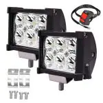 RIDERSCART Waterproof 6 LED Fog Light Head Lamp for All Bikes and Scooters (Set of 2, 18W , Free On/Off Switch)