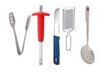 URBAN BUY Stainless Steel Momo Tong with Sister Lighter | Knife Chalu | Cheese Grater | kitchen Tools Pony and Multicolour , (Pack Of 5)