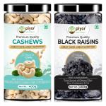PIYOR 100% Natural Premium Cashew & Black Raisins Combo 800 g (400g Each)