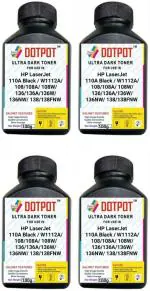 Dotpot W1112A / 110A Premium Black Refill Toner Powder for HP 110A Toner Cartridge Compatible with HP Laser 108 108a 108w 136 136a 136w 136nw 138 138pnw 138fnw Printers (400 GM)