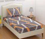 Bsb Home Valencia Collection 220TC Cotton Single Bedsheet And 1 Pillow Cover-Sky-Beige Mix