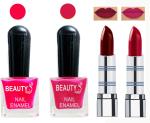 OUR BEAUTY Perfect Combo Of Velvet Matte Lipsticks Ultra Shine Nail Polish (Set Of 4)