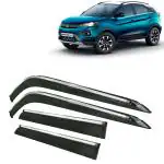 Kingsway Car Wind Deflectors Rain Guard Window Visor for Tata Nexon EV 2020, 2021, 2022, 2023, 2024, 2025 Model, Car Door Visor with Chrome Lining Online India, Car Sun Shades