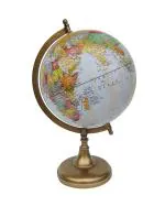 Whats Your Kick Premium Political World Rotating Globe With Brass Arc and Neck Finish 10 inch ball Educational and Decorative Globe