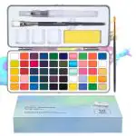 Hasthip Solid 50-Color Watercolor Set, Professional & Beginners Paint Kit With Brush & Pen, Non-Toxic Pigment, Portable Metal Box, Ideal For Studio & Travel Artists
