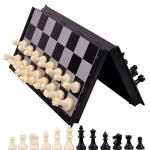CLLEORA Magnetic Chessboard Game Set with Folding Travel Portable Case Travel Chessgame Premium Classic Black & Ivory Color Pieces Prefect Gift for Kids and Adults- 1 Pcs