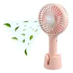 Gesto Mini Portable Usb Hand Fan - 3 Speed Modes Handheld Fan for Summer With 1200 mAh Battery | Rechargable Hand fan for Women | Light Weight Fan for Makeup,Kitchen, Indoor,Outdoor, Travel (Peach)